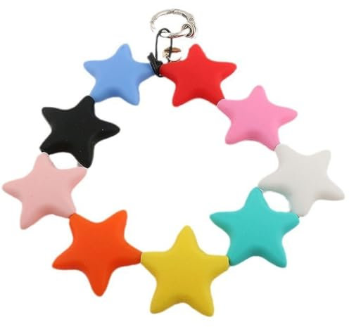 Greabuy Schlüsselanhänger für Frauen, Acryl-Stern-Charm-Armband, eleganter Schlüsselanhänger, modische Damen-Handykette und Taschenzubehör, einzigartiger Schlüsselanhänger, Kurze Farbe