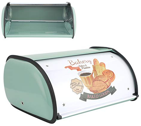 Metal Vintage Bread Box, Large Capacity Roll Top Bread Box Bread Dipping Box Bread Holder Bread Container Coffee Filter Holder for Dry Food Save 5.9x9.4x13in (GsycleIHagy92J-12)