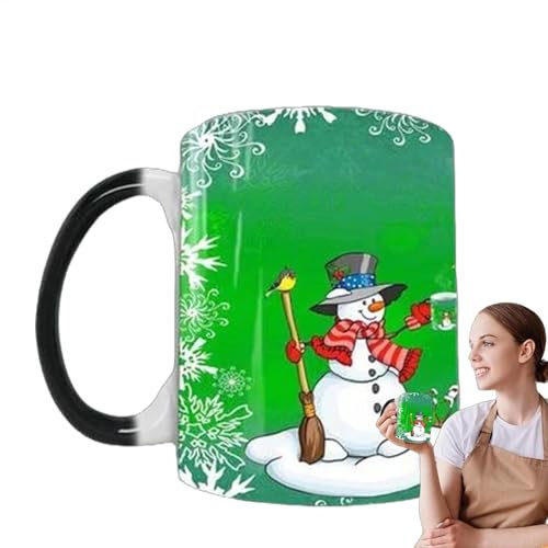 Wärmewechselnde Weihnachtskaffeetassen, Weihnachtsbecher mit Farbwechsel | Porzellan-Trinkbecher,Weihnachtskaffeetasse, lustige magische Keramikbecher für Teemilch, wärmewechselnder Trinkbecher