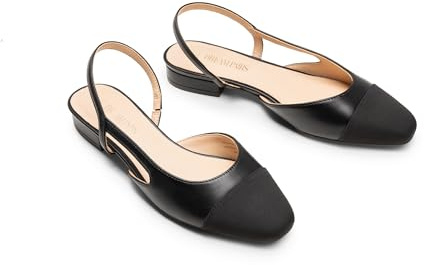 DREAM PAIRS Ballerines plates à bride arrière pour femme - Bout rond - Talon bas - Confortables - Pour bureau, fête, mariage, affaires, décontractées