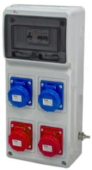 Quadro ASC fisso, 12KW 400V, IP65, 2 prese 2P+T 16A e 2 prese 3P+T 16A, con magnetotermico, differenziale generale e pulsante di emergenza - Rosi 2242MTS