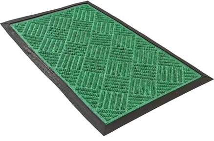 Comart - Zerbino Asciugapassi Kelly - 40x60 cm - Tappeto Sintetico Fuori Porta - Assorbente e Antipioggia - Fondo Antiscivolo in Gomma - per Ingresso Esterno o Interno - Rettangolare - Verde
