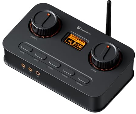 Fosi Audio K7 DAC Headphone Amp, Desktop USB C Digital to Analog Audio Converter for Workspace and Gaming PC PS5, Optical/Coaxial/Bluetooth aptX HD LL/Microphone Input, 3.5mm/4.4mm Balanced/RCA Output