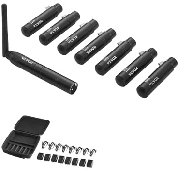 VEVOR Wireless DMX, 8 PCS 7 Receivers & 1 Transmitter DMX512 Wireless Dfi 2.4G ISM Band for LED Stage Party DJ Bar Lighting with Storage Bag (No Battery)