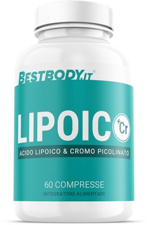 BestBody - Lipoic Cr - Acido Alfa Lipoico (ALA) 300mg e Cromo, per il Metabolismo dei Macronutrienti e per il Normale Livello di Glucosio nel Sangue, 60 Compresse