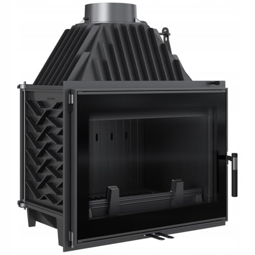 KRATKI Zosia Gusseisen Kamineinsatz 12 kW Ø150 mm – Ecodesign & BImSchV 2 – Externe Luftzufuhr und Clean Glass – Für Rekuperation geeignet, Kaminreiniger inklusive