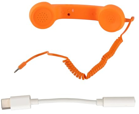 Culnflun Contrôle de téléphone Portable USB C Radiation Proof Vintage Téléphone Vintage avec Une Prise de 3,5 mm pour Le Smartphone Retro Style Plug et Play ABS Material (Orange)