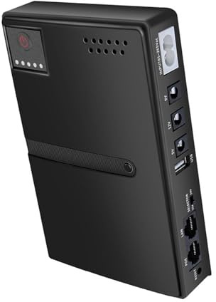 Fafeicy Fuente de Alimentación Ininterrumpida, 15V 24V PoE 18W Salida Ups Batería de Respaldo para la Cámara del Enrutador Módem óptico con 5V 9V 12V USB Potencia de (Enchufe de la UE)