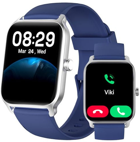 Smart Watch for Men Women, Answer/Make Calls, Alexa Built-in, [1.8 HD Screen] Smart Watches for iPhone/Samsung/Android, Fitness Watch with Heart Rate Sleep SpO2 Monitor,IP68,100+ Sports- Deep Blue