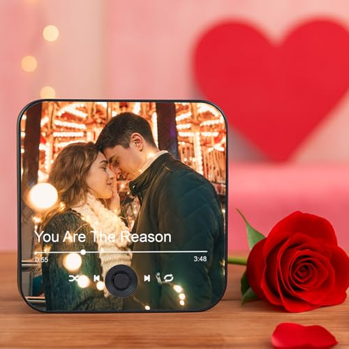 Wanapix | Calamita musicale personalizzata | Magnete da Frigorifero con Foto | Regalo Canzoni/Lettore Musicale | Personazzabile per Lei | 100% Personalizzato