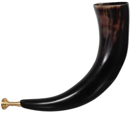 ibasenice Wikingerhorn aus Natürlichem Ochsenhorn Lauter Klarer Klang 30-35cm Rustikales Piratenkostüm und Halloween Requisit für Outdoor Cosplay und Partys