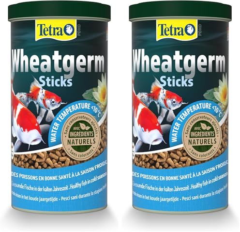 Tetra Pond Wheatgerm Sticks – Alimentation Equilibrée aux Germes de Blé pour Poissons de Bassin – Recommandé en Automne et au Printemps – Riche en Fibres – Très Energétique - 1 L (Lot de 2)