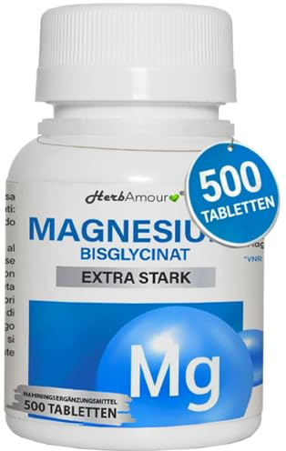 MAGNÉSIUM BISGLYCINATE | 500 Micro-Comprimés | Apport de 300 mg de Magnésium par Dose Journalière | Contribue à Réduire la Fatigue | Soutient les Fonctions Musculaire et Nerveuse