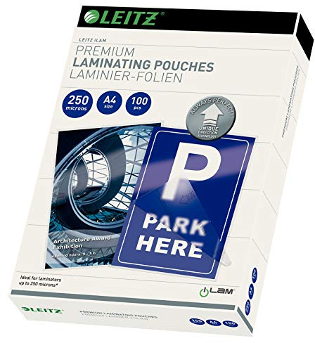 Leitz Pouch per la Plastificazione a caldo con Tecnologia UDT (Unique Direction Technology), Formato A4 , Spessore 2x250 micron, 100 pezzi, 74840000