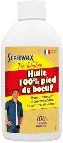 STARWAX FABULOUS Huile 100% pied de bœuf 250ml | Nourrit hydrate et imperméabilise vestes sacs chaussures et cuirs, assouplit et ravive les couleurs des cuirs anciens