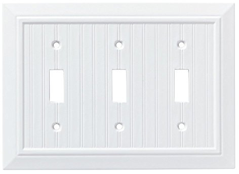Franklin Brass Classic Beadboard (1-Pack) Decorative Light Switch Cover Wall Plates Pure White 3-Gang Wall Plate Toggle Plate Guards Electrical Outlet Guard W35273-PW-C