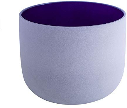 ENERGYSOUND Frosted A Third Eye Chakra Indigo Color Cuarzo Cuenco de canto de 20 cm para terapia de yoga Curación con sonido