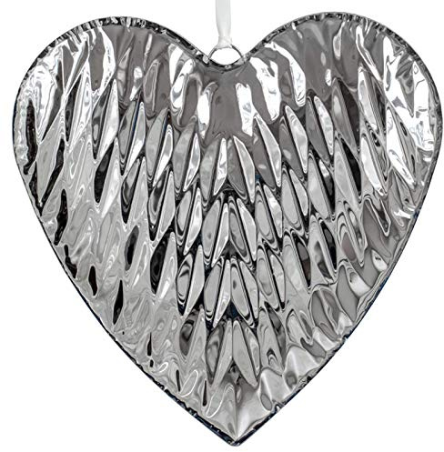 Edelstahl Deko Anhänger in Herz-Form Ø 27 cm - großer Herzanhänger in Diamanten-Optik - Hänge-Dekoration als Wohndeko für Fenster, Türen oder Wände