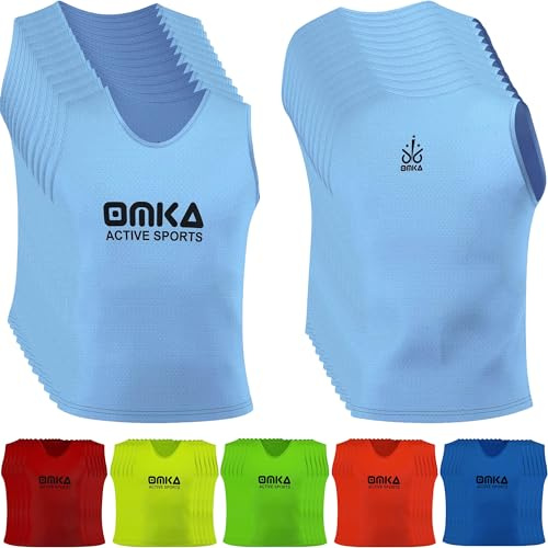 OMKA 12 Stück Fußball Leibchen Trainingsleibchen Markierungshemd Fußballleibchen für Kinder Jugend und Erwachsene