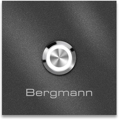 Metzler Türklingel Bergmann in Eisenglimmer - Haustürklingel Pulverbeschichtet in DB 703 - Made in Germany - Klingel Haustür aus Edelstahl V2A - LED Drucktaster wählbar - Größe: 9 x 9 cm