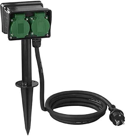 ProPlus Gartensteckdose Schuko 4-Fach mit Erdspieß 2M 3x2,5mm²