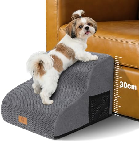 Zvonema Hundetreppe, Hundetreppe für Kleine Hunde, wasserdichte rutschfest Haustiertreppe 2 Stufen, Hochwertige Schwamm Hunderampe, Waschbar Hunde Treppe für Sofa Bett, Tragbar Katzentreppe