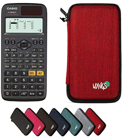 Casio fx-85DE X ClassWiz inkl. WYNGS Schutztasche Rot - Wissenschaftlicher Taschenrechner - Basic Set