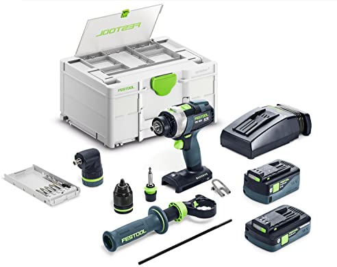 Festool Akku-Schlagbohrschrauber TPC 18/4 5,0/4,0 I-Set QUADRIVE (mit Akkupacks, Schnellladegerät, Werkzeugfutter, Schnellspannbohrfutter, Zusatzhandgriff,Winkelvorsatz,Bitkassette,Bit), im Systainer