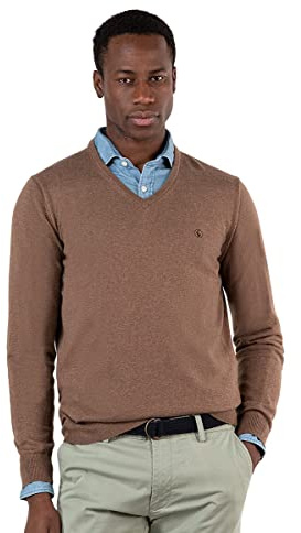 El Ganso Jersey Cuello Pico Coderas Marrón