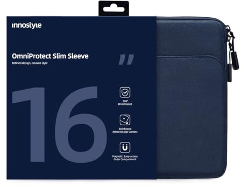 INNOSTYLE Laptop Hülle für 15-16 Zoll MacBook Pro/Air, HP, Dell, Lenovo, Asus Notebook, Schutzhülle Laptophülle mit Zubehö Tasche, Wasserdicht (Blau, 16 Zoll)