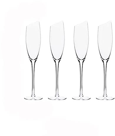 GLigeT Champagnerkelche Kreative schräge Champagnergläser, 180 ml, Kristallglas, Sektgläser, 4er-Set, luxuriöse Champagnerflöten, handgefertigte Kelche Schaumweingläser (Color : C)