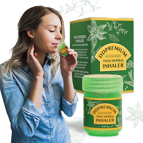 DDPremium Thai Herbal Inhaler with Menthol & Essential Oil - Natural Thai Inhaler for Enhanced Breathing, Promotes Clearer Nasal Passages - Yadom Refreshing Pack of 1