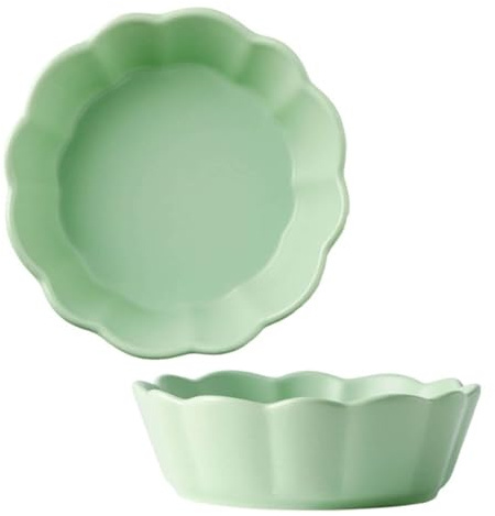 TYMYYS Small Round Baking Dish Set Of 2, Colorful Ceramic Casserole Dish, Round Ceramic Pie Plate-blue-15cm, FK2BCC222KRL22K