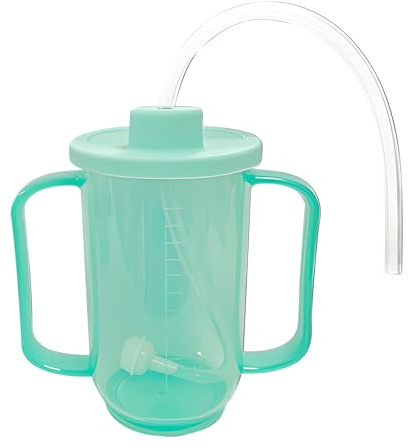 FakeFace Gobelet de Soin Patient Alité Tasse Aliment Liquide pour Personnes Âgées Gobelet Anti-déversement et Anti-fuite avec 4 Poignées pour Adulte Handicapé Maternité Tasse D'alimentation