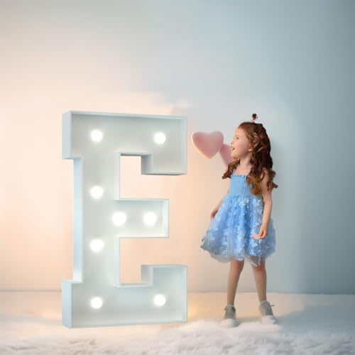 120cm-4ft LED Marquee Lights Letter E, LED Alphabet Lights Remote Control Marquee Decoration Light Up Sign for Wedding Birthday Gifts