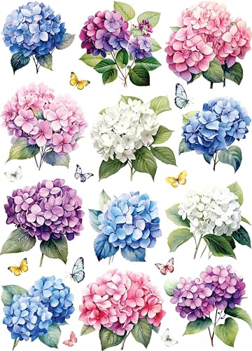 Papier de riz Fleurs d'Hortensia, 29 x 34cm (1pc) - pour meubles Poster Craft Decoupage by CRAFT KREATIVELY