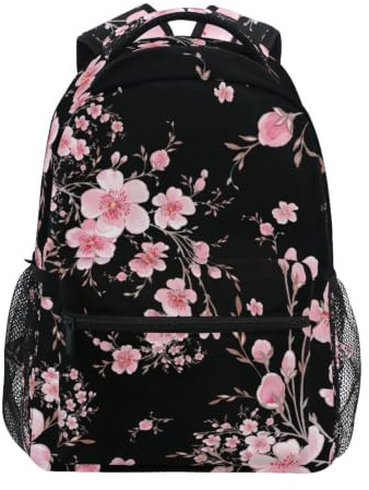 Mnsruu Sac à dos floral cerisier Sakura pour enfants, garçons et filles, sac d'école pour l'école élémentaire et le collège, sac à dos pour ordinateur portable, sac de voyage décontracté, sac à dos