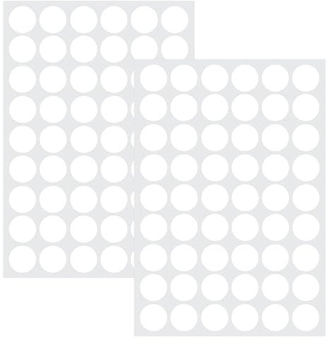 2 Sheets 108 Pcs Screw Hole Cover Stickers, 21 mm/0.8 Inch Self-Adhesive White Screw Covers Caps Wood Stickers for Furniture Cabinets Tables (White)