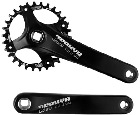 QUYCOIU Mountainbike Kurbelgarnitur 170/175mm Vierkantkonus Kettenradgarnitur 104BCD 30-52T Singlespeed Kettenblatt Rund Kurbelarm-Satz Aluminium-Legierung 8/9/10/11/12 Gang Schwarz(34T,175mm)