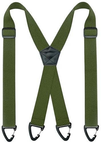 JEMYGINS Tirantes para hombre tipo X, longitud ajustable, con hebilla triangular antideslizante, verde oliva, M