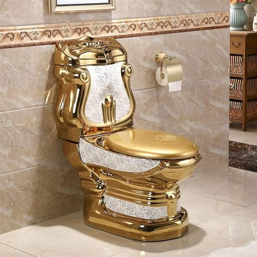 SBCGFY Toilette Dorata, Un Pezzo, Doppio Scarico, Super Hotel, Bagno, pompaggio, personalità, Domestica, Creativa, in Ceramica