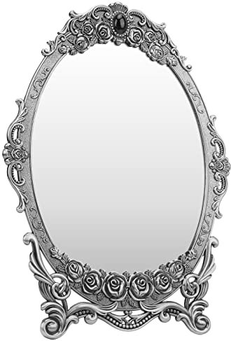 Brrnoo Vintage Tischspiegel mit Zinklegierung, Retro Design, Retro Spiegel für Schminktisch, Klassik Dekoration