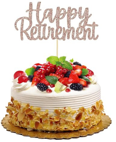 Retirement Cake Topper,Decorations Centerpiece Sticks Cupcake Toppers Goodbye Tension Pension Travel Decor Arrangement Funny RoseGold Leaving Lovely Luck Happy,for Women Men Retirees Colleague Parties