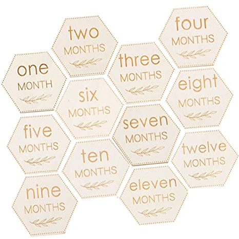 Babykarten 12 Stück Holz, Beige, für Babyparty und Meilensteine | Glatt Polierte Oberfläche ohne Grate, Robust Verarbeitet, zum Festhalten von Erinnerungen und Fotos