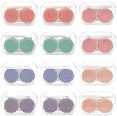 LADYPONYCSC 12 Pack Colorful Contact Lens Case Daliy Use Travel, Box Holder Container Soak Storage Kit for Contact Lens One Year Bulk Supply