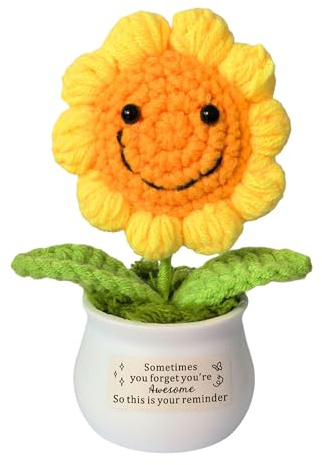 WTOPP Inspirational Handmade Knitted Positive Sunflower Gifts,Thank You Gifts, Best Friend Friendship Christmas Birthday Gifts, Inspirational Congratulations Graduation Teacher Gift