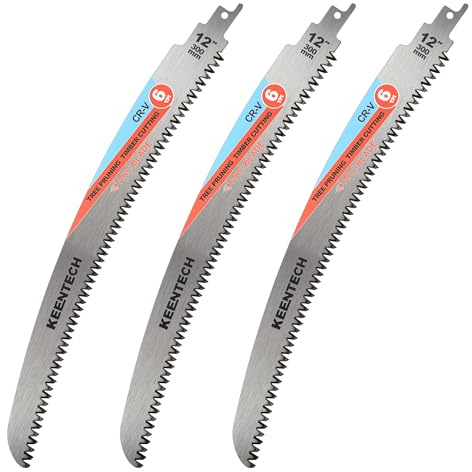 KEENTECH 30 cm bågformat Cr-V fram och återgående sågblad, 6 TPI trejordade tänder, för träskärning och trädbeskärning, kompatibel med Milwaukee Sawzall och andra tigersågar (3-pack)