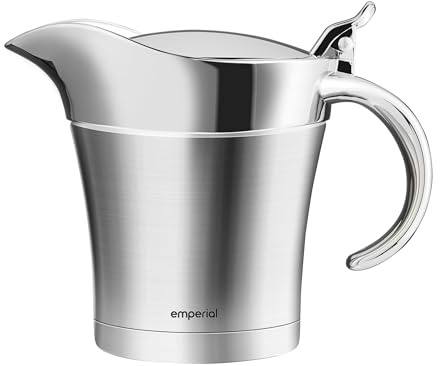 Emperial Gravy Boat with Lid Cream 500ml, Stainless Steel Serving Jug | Double Wall Insulated Thermal Pot for Gravy, Custard, Cream & Sauces