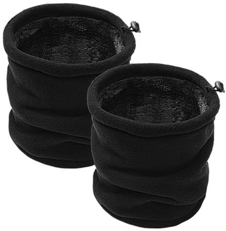 Moling 2er Pack Winter Halsschlauch Herren Ski Fleece Loop Schal Damen Schlauchschal Halswärmer Halstuch Winddicht für Outdoor Motorrad Laufen Radfahren in Stärkerer Ausführung(Schwarz + Schwarz)