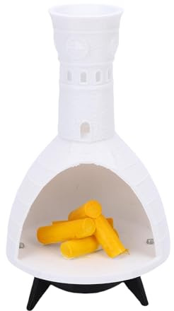 Gonetre Décoration de table de cheminée de Noël élégante en résine blanche avec lumières LED à économie d'énergie effet vacillant réaliste pour vacances, maison, fête, mariage, décoration de 8 x 16 cm